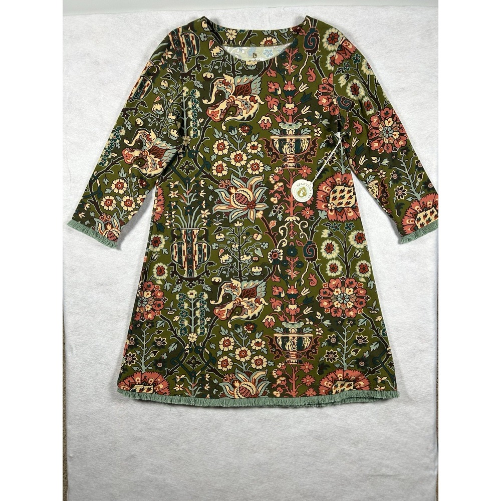 NWT Spartina 449 Island Fringe Dress Guerard Estate L Resort Wear Summer Floral